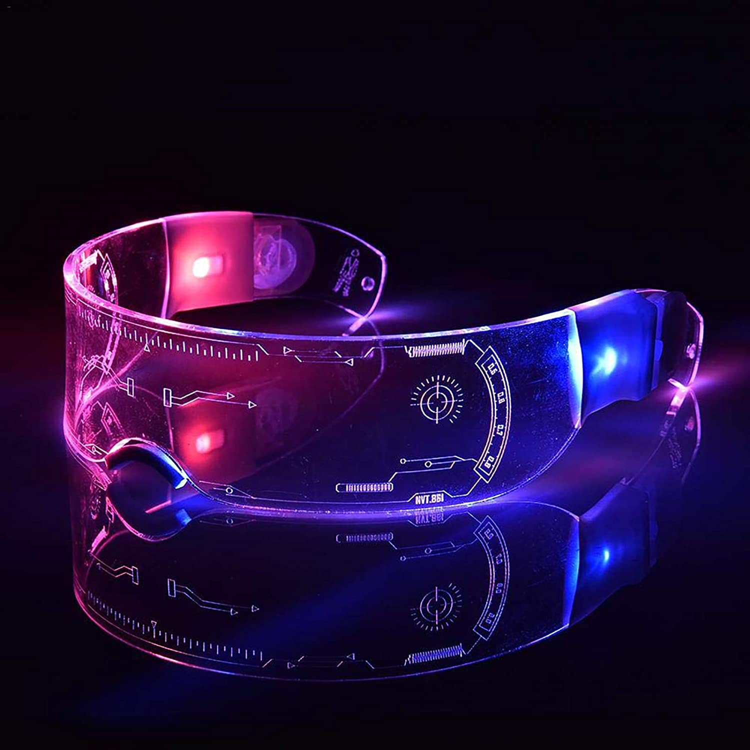 Lunettes Cyberpunk Led, Lunette Futuriste, Led Light Up Glasses