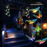 Solar Wind Chime Color Changing Butterfly LED Lights Waterproof Courtyard Decoration