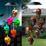 LED Solar Lights Skull Wind Chime Outdoor Yard Halloween Decorative Lights