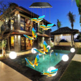 Solar Wind Chime Color Changing Butterfly LED Lights Waterproof Courtyard Decoration