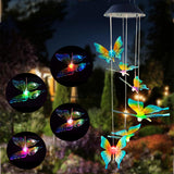 Solar Wind Chime Color Changing Butterfly LED Lights Waterproof Courtyard Decoration