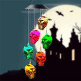 LED Solar Lights Skull Wind Chime Outdoor Yard Halloween Decorative Lights