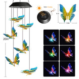 Solar Wind Chime Color Changing Butterfly LED Lights Waterproof Courtyard Decoration