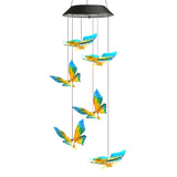 Solar Wind Chime Color Changing Butterfly LED Lights Waterproof Courtyard Decoration