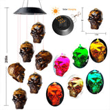 LED Solar Lights Skull Wind Chime Outdoor Yard Halloween Decorative Lights