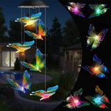 Solar Wind Chime Color Changing Butterfly LED Lights Waterproof Courtyard Decoration